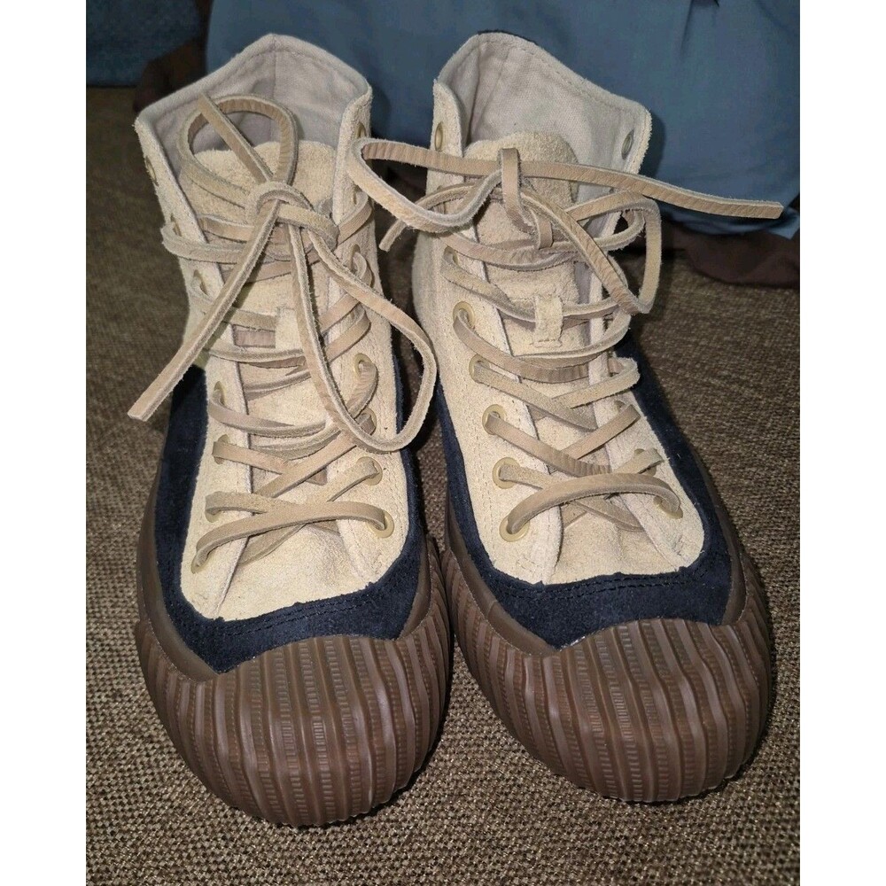 P.F. Flyers Men’s Suede Ankle Bootie Lace-Up Colorblock Beige/Blue/Brown 5.5 - Picture 4 of 8